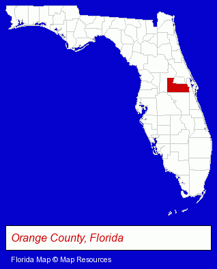Florida map, showing the general location of University of Florida