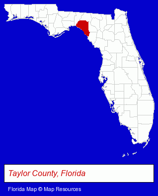 Florida map, showing the general location of Taylor County School District