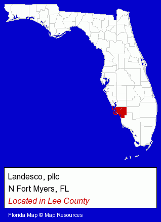 Florida counties map, showing the general location of Landesco, pllc