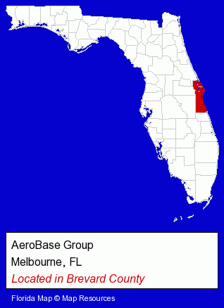 Florida counties map, showing the general location of AeroBase Group
