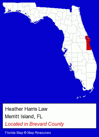 Florida counties map, showing the general location of Heather Harris Law