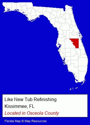 Florida counties map, showing the general location of Like New Tub Refinishing