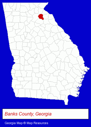 Georgia map, showing the general location of Banks County School District