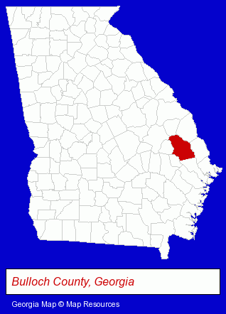 Georgia map, showing the general location of Ogeechee Technical College