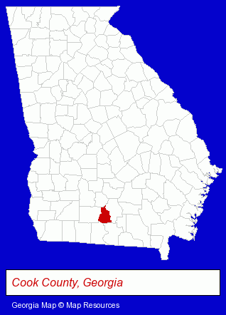 Georgia map, showing the general location of Cook County Ford