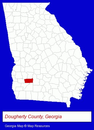 Dougherty County, Georgia locator map