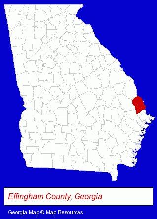 Georgia map, showing the general location of Exley Lumber Company