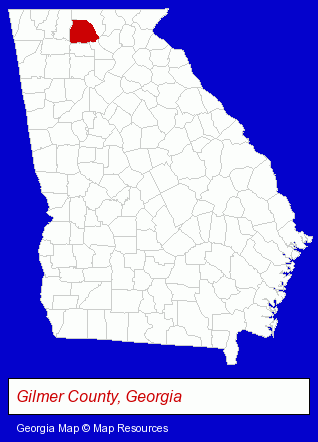 Gilmer County, Georgia locator map