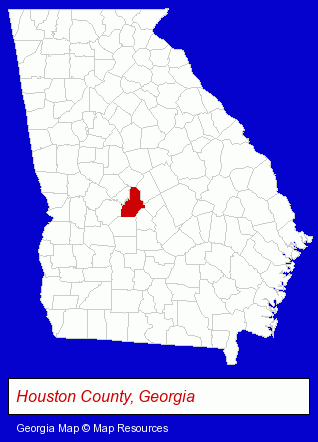 Georgia map, showing the general location of Dr. Robert Allen Bridges