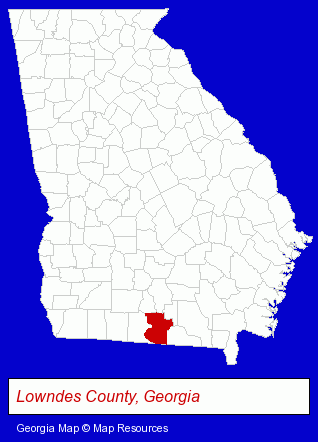 Georgia map, showing the general location of South Georgia Travel Inc