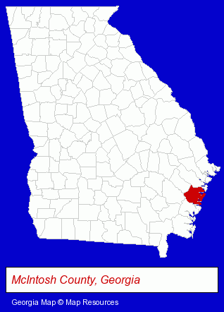 Georgia map, showing the general location of McIntosh Art Associates
