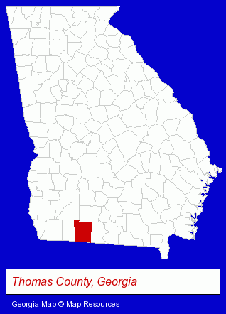 Georgia map, showing the general location of Thomasville Christian School