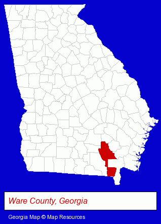 Georgia map, showing the general location of Morris Orthodontics - J Gregory Morris DDS