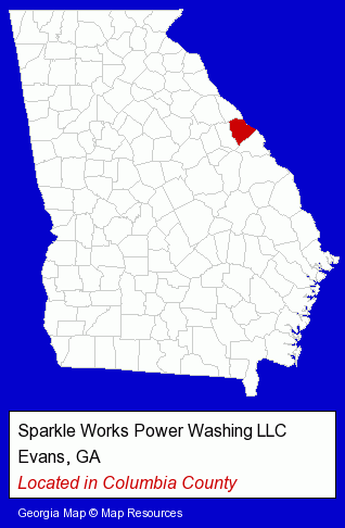 Georgia counties map, showing the general location of Sparkle Works Power Washing LLC