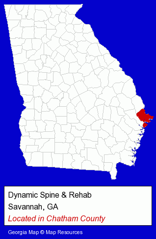 Georgia counties map, showing the general location of Dynamic Spine & Rehab