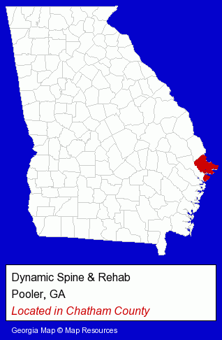 Georgia counties map, showing the general location of Dynamic Spine & Rehab