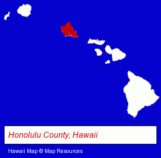 Hawaii map, showing the general location of Red Pineapple