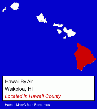 Hawaii counties map, showing the general location of Hawaii By Air