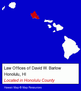 Hawaii counties map, showing the general location of Law Offices of David W. Barlow