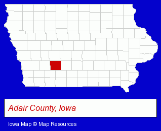 Iowa map, showing the general location of Jacobsen Inc of Adair