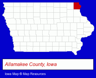 Iowa map, showing the general location of Postville Public Library