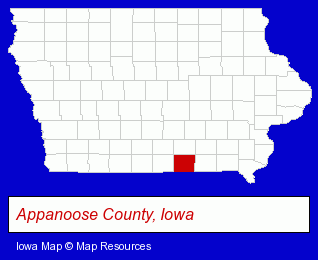 Iowa map, showing the general location of Appanoose County Sheriff