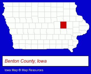 Iowa map, showing the general location of Benton County State Bank