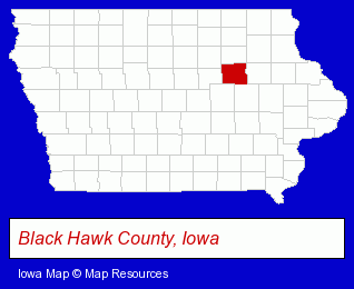 Iowa map, showing the general location of Runner's Flat