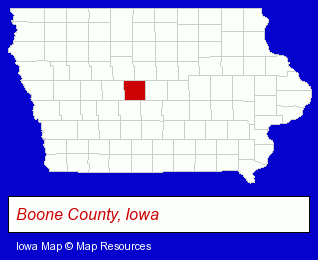 Iowa map, showing the general location of Boone News-Republican