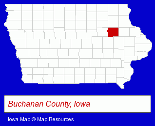 Iowa map, showing the general location of Jesup Public Library