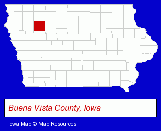 Iowa map, showing the general location of Alta Community Library
