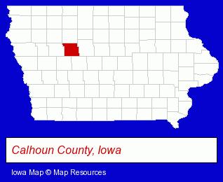 Iowa map, showing the general location of Dobson Pipe Organ Builders