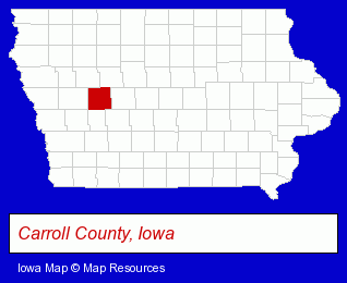 Iowa map, showing the general location of Housby Mack