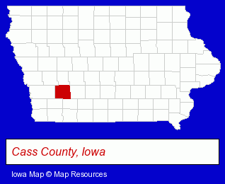 Iowa map, showing the general location of Atlantic Public Library