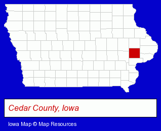 Iowa map, showing the general location of Herbert Hoover Presidential Library and Museum