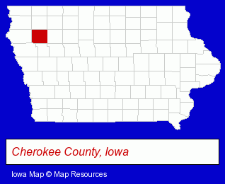 Iowa map, showing the general location of Marcus Public Library