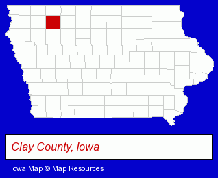 Iowa map, showing the general location of Iowa Lakes Corridor Development Corporation