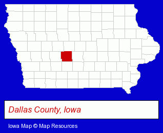 Iowa map, showing the general location of Dallas County Hospital