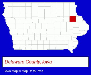 Iowa map, showing the general location of Oasis Well Drilling
