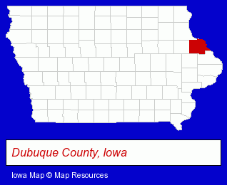 Iowa map, showing the general location of Spahn & Rose Lumber Company