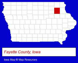 Iowa map, showing the general location of Fayette Community Library