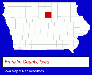 Iowa map, showing the general location of Sheffield Public Library