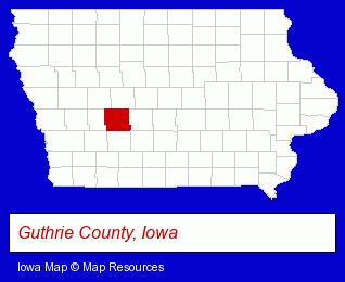 Iowa map, showing the general location of Guthrie County State Bank