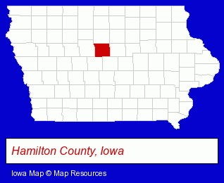 Iowa map, showing the general location of Second Street Emporium