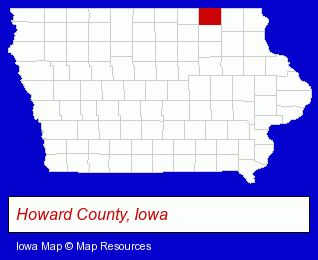Iowa map, showing the general location of Riceville Community School District