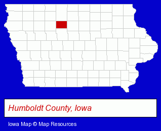 Iowa map, showing the general location of Humboldt Public Library