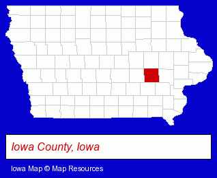 Iowa map, showing the general location of Custom Cutlery & Ironwork