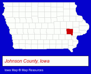 Iowa map, showing the general location of North Liberty Community Library