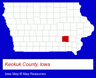 Iowa map, showing the general location of Keokuk County State Bank