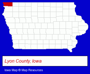 Iowa map, showing the general location of Inwood Public Library